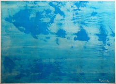 Unglaubliche große Cloudscape Dream State Abstraktes signiertes Ölgemälde, Vintage