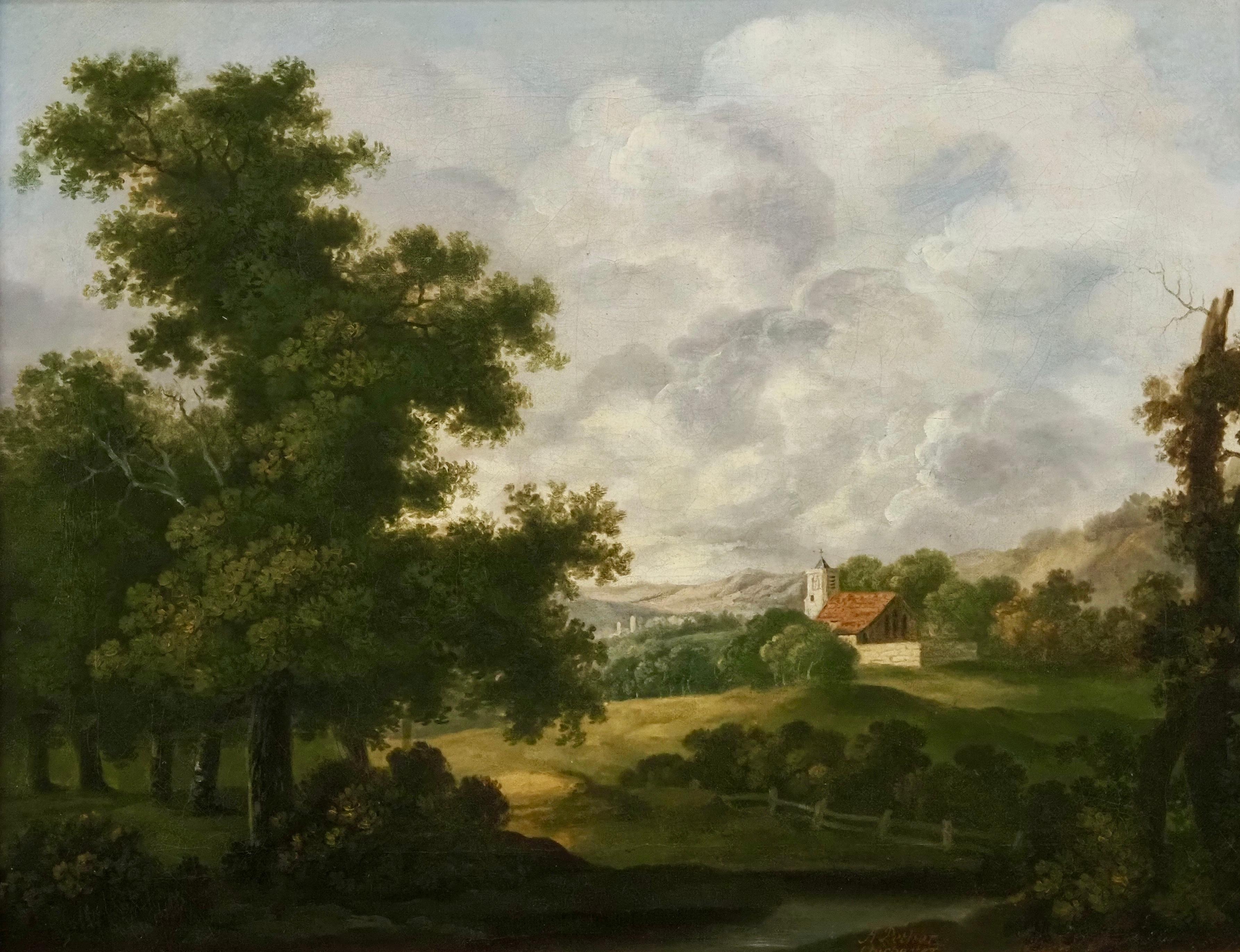 Abraham Pether (1756-1812)
'Landscape near Chichester' and 'Drovers in a landscape'
A pair, Oil on canvas
One signed and inscribed 'Chichester'
Canvas size - 16 x 20 5/8 in
Framed size - 20 1/2 x 25 1/2 in

Abraham Pether was born at Chichester,