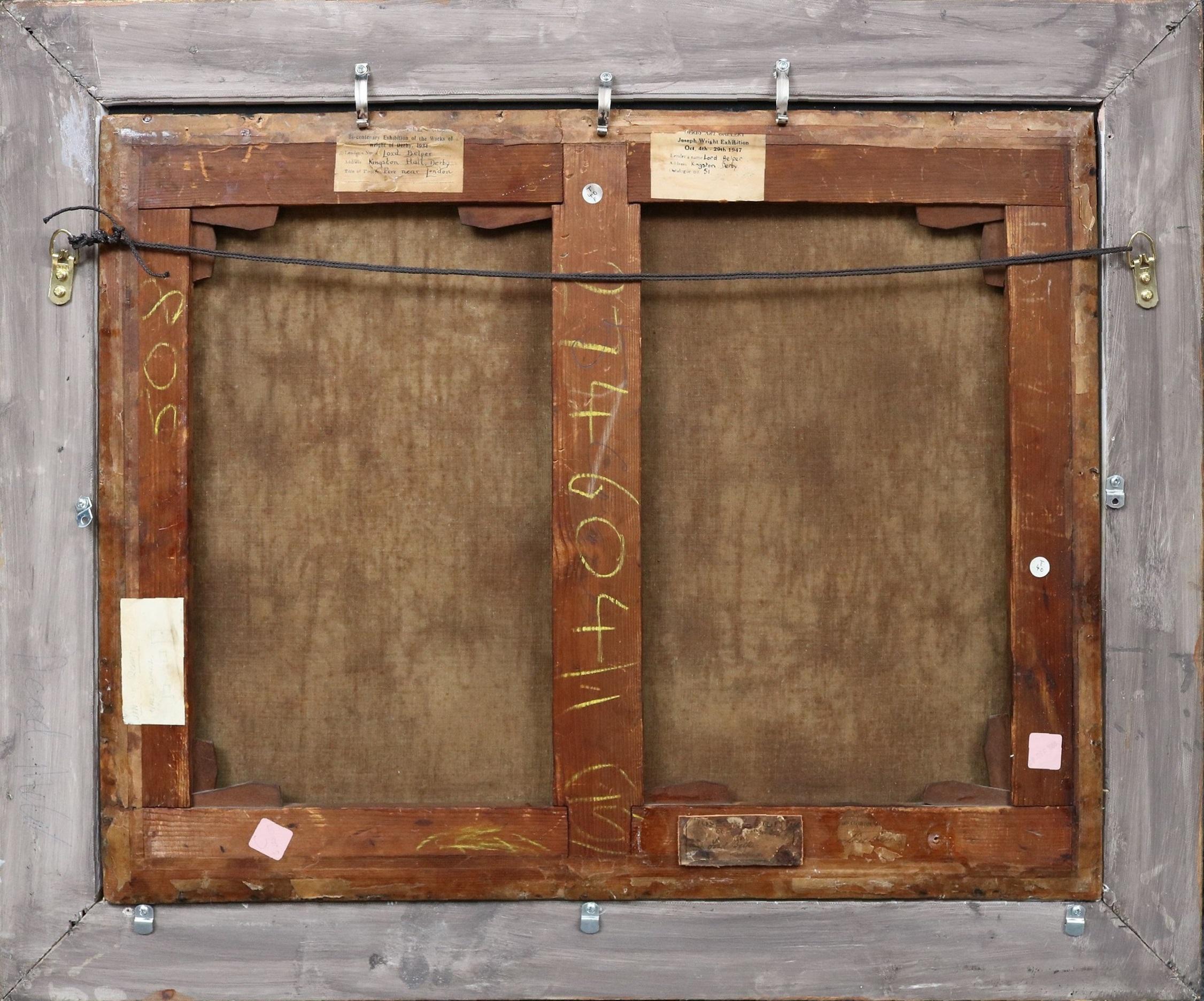 Fuego y luz de luna - Importante óleo del siglo XVIII Londres georgiano de noche en venta 6