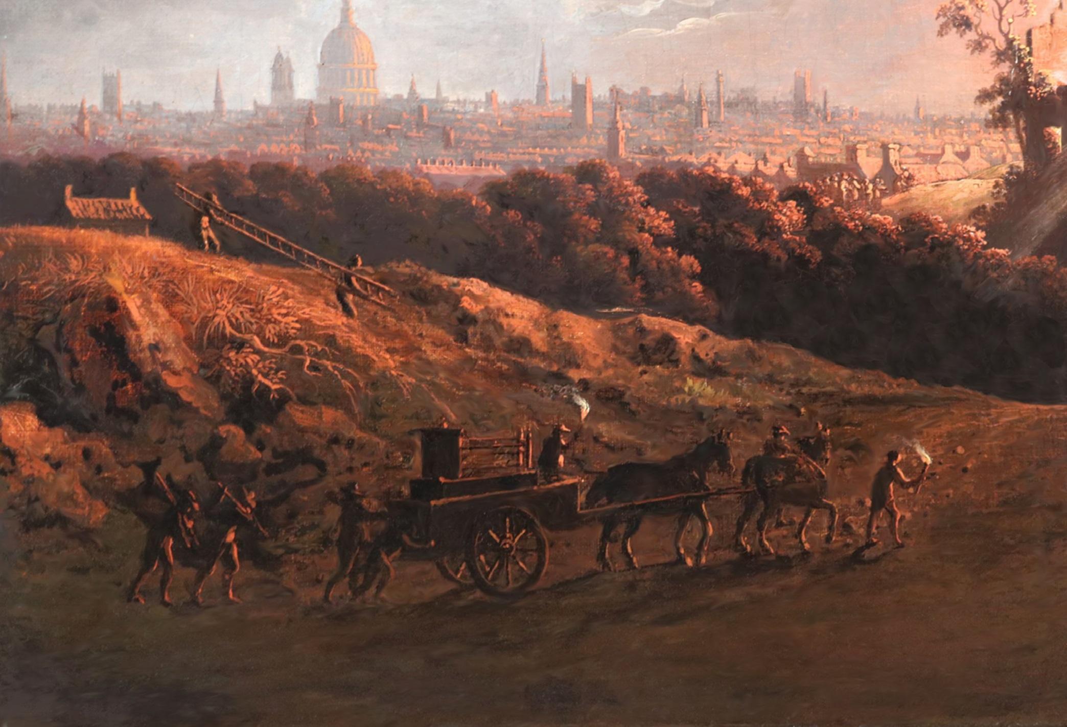 Fire & Moonlight - Important 18th Century Old Master Oil Painting London Night 5