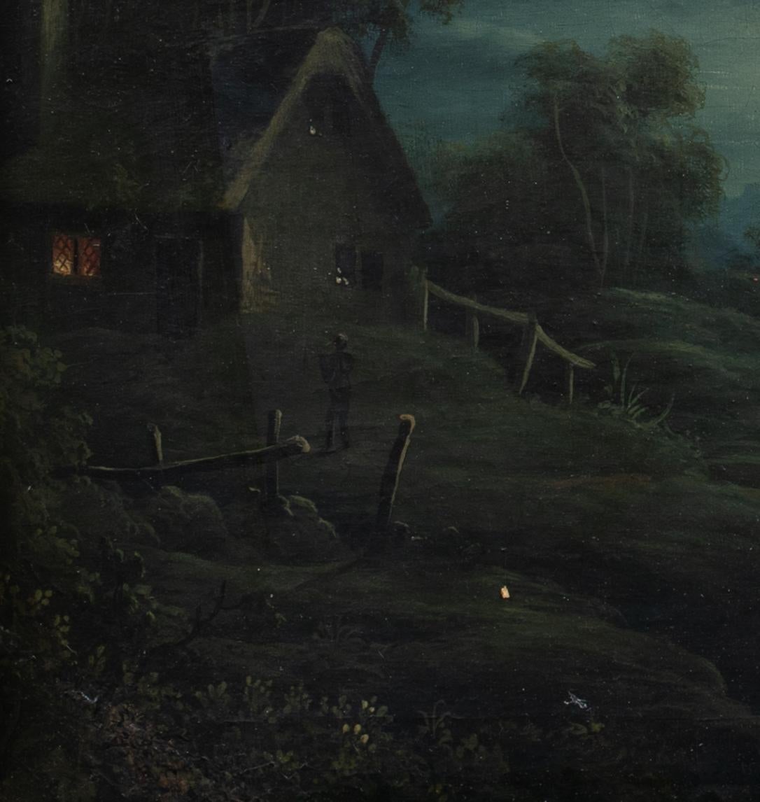Moonlit River Landscape, 19th Century  Circle of Sebastian PETHER (1790-1844)  1