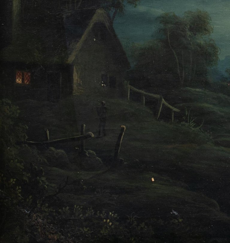Moonlit River Landscape, 19th Century  Circle of Sebastian PETHER (1790-1844)  For Sale 4