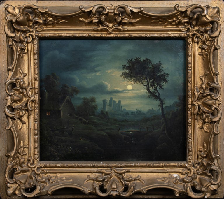 Abraham Pether Landscape Painting - Moonlit River Landscape, 19th Century  Circle of Sebastian PETHER (1790-1844) 