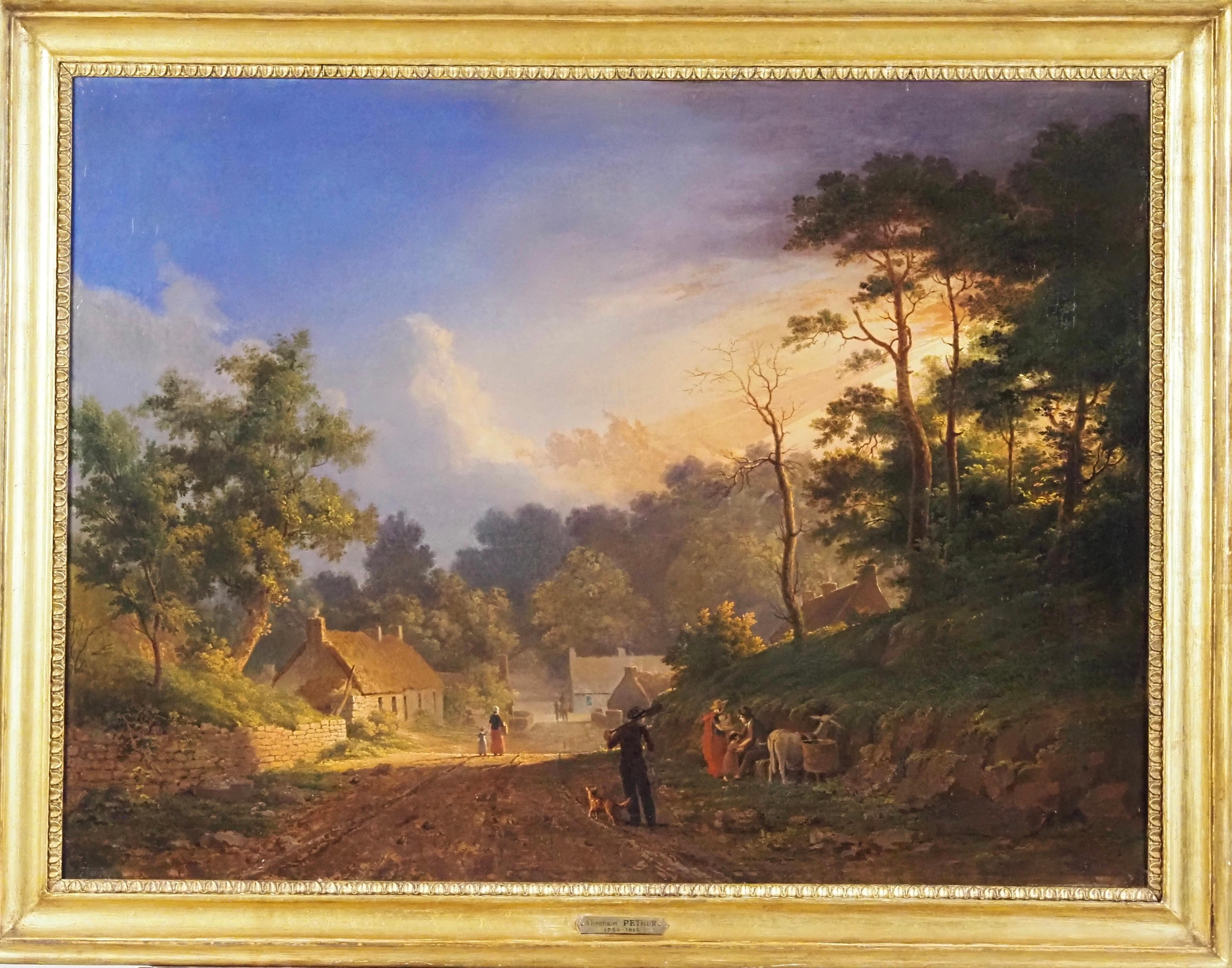 Abraham Pether Landscape Painting - Sunset over a rural landscape