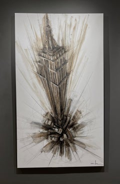 Abraham Pinto, „Empire State Building“, 87x47“, Stadtlandschaft, Gemälde auf Leinwand