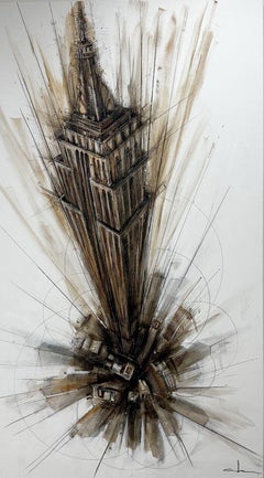Abraham Pinto, "Empire State Building" 87x47" Paisaje urbano Pintura sobre lienzo