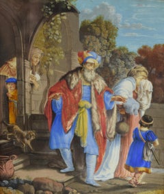 "Abraham Repudiating Hagar", Miniature, Ater Van Rijn, Rembrandt, 18th Century