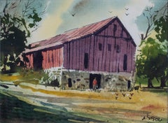 Countryside Barn Watercolor by Abraham Soffer