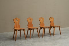 Abraham Sprij Juego de 4 sillas de comedor "Chalet Chique" de roble macizo Años 60
