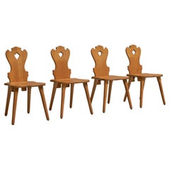 Abraham Sprij Juego de 4 sillas de comedor "Chalet Chique" de roble macizo Años 60