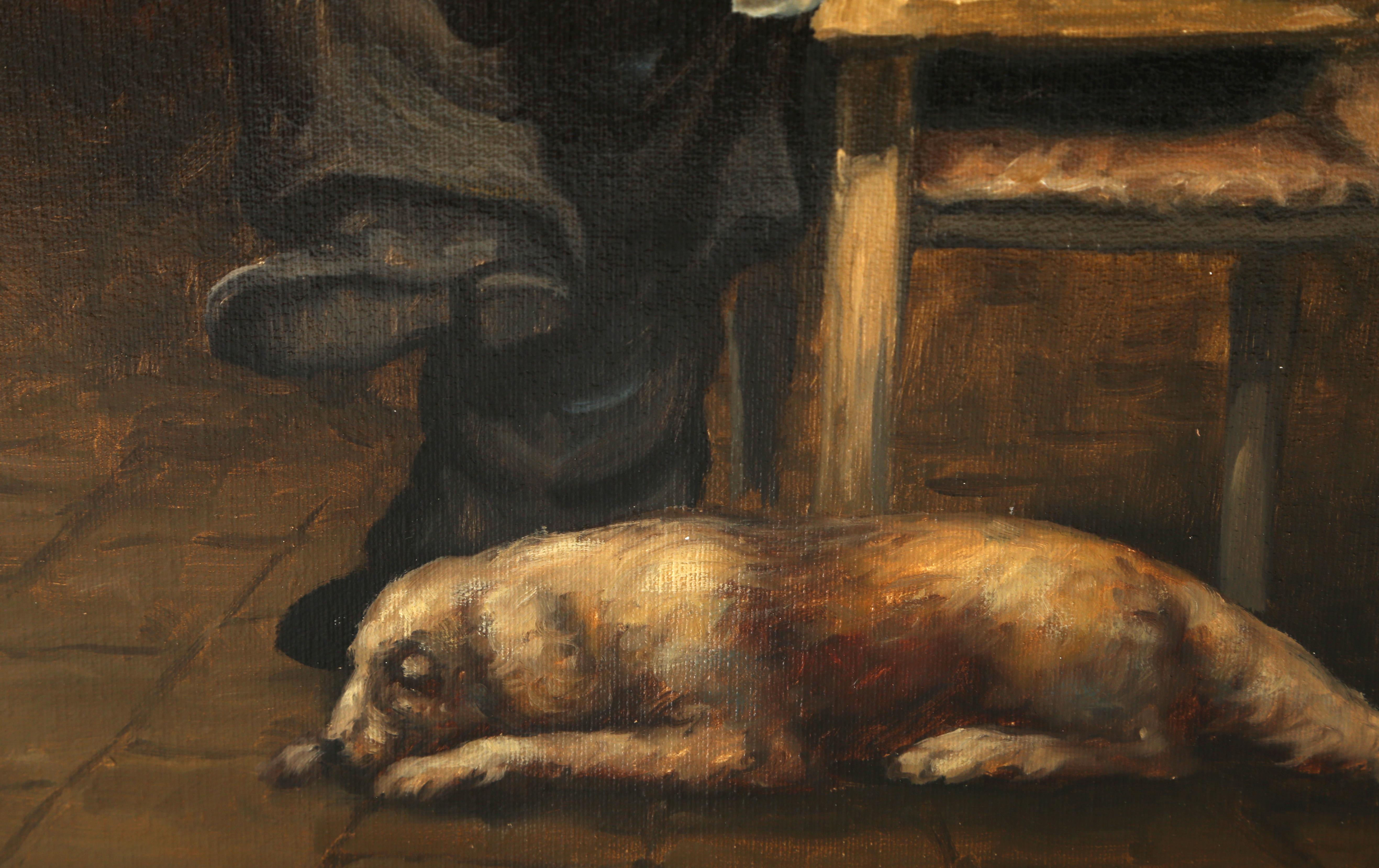 Man with Dog, peinture à l'huile d'Abraham Straski en vente 2
