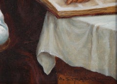 Rabbi and Student, Modern Oil Painting by Abraham Straski