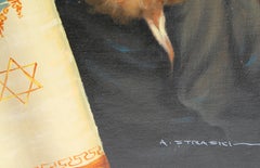 Rabbi with Torah, Oil Painting by Abraham Straski 1950