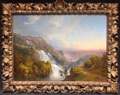 Die Wasserfälle von Tivoli, große Öl-Grand Tour, klassische italienische Landschaft des 19. Jahrhunderts