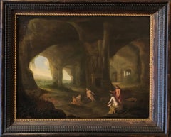17th Century Classical Oil Painting - Diana With Her Attendants in a Grotto