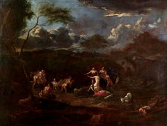 Large Mythological Scene School of Utrecht 17th century Diana and Actaeon Frame