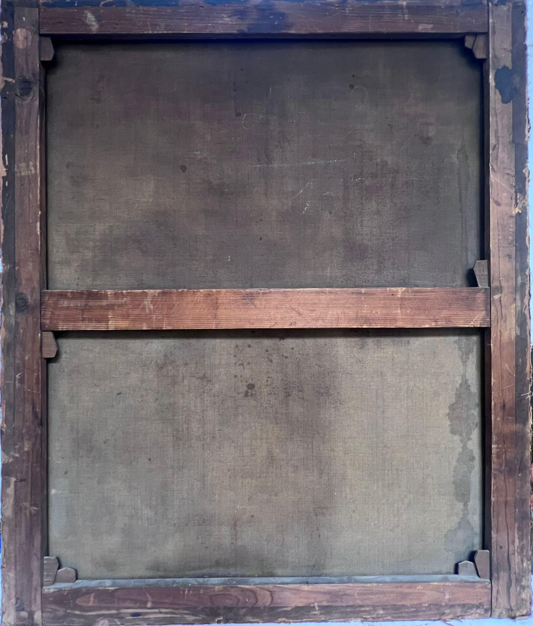 Enorme pintura al óleo holandesa del siglo XVII Retrato de dama noble y perro en venta 6