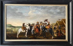 Large 17th century Dutch Old Master painting - Cavalry celebration - soldiers 