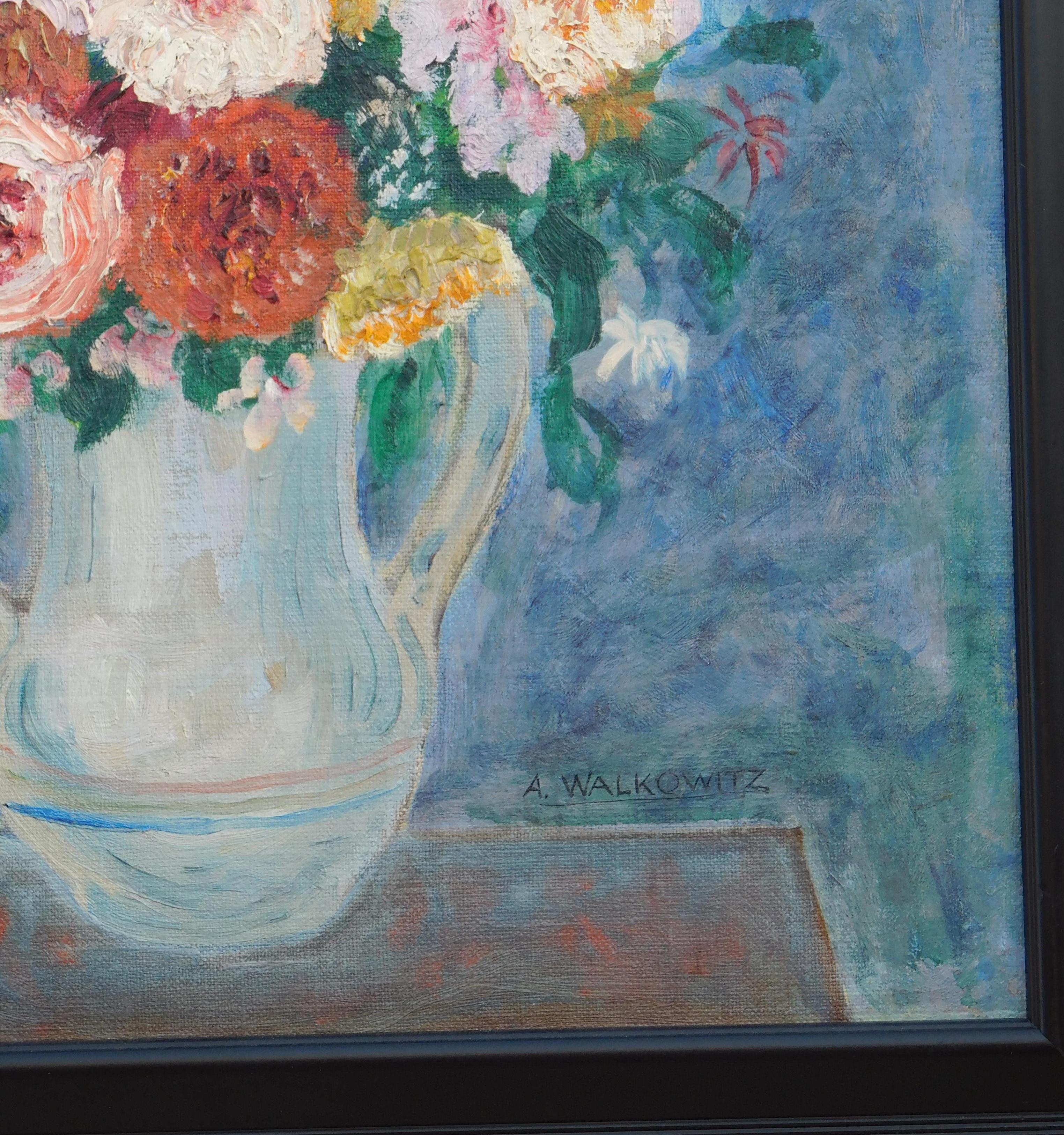 Abraham Walkowitz Modernist Floral Still-Life Painting, circa 1915-1920 In Excellent Condition For Sale In Phoenix, AZ
