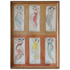 Abraham Walkowitz Watercolor Set of Isadora Duncan