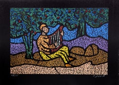 Lyre Player, Modern Silkscreen by Abraham Yaskil