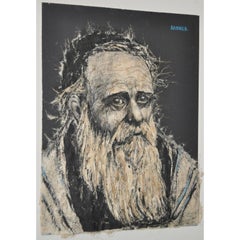 Abraham Rattner (1893-1978) Mixed Media "Rabbi" Portrait c.1960