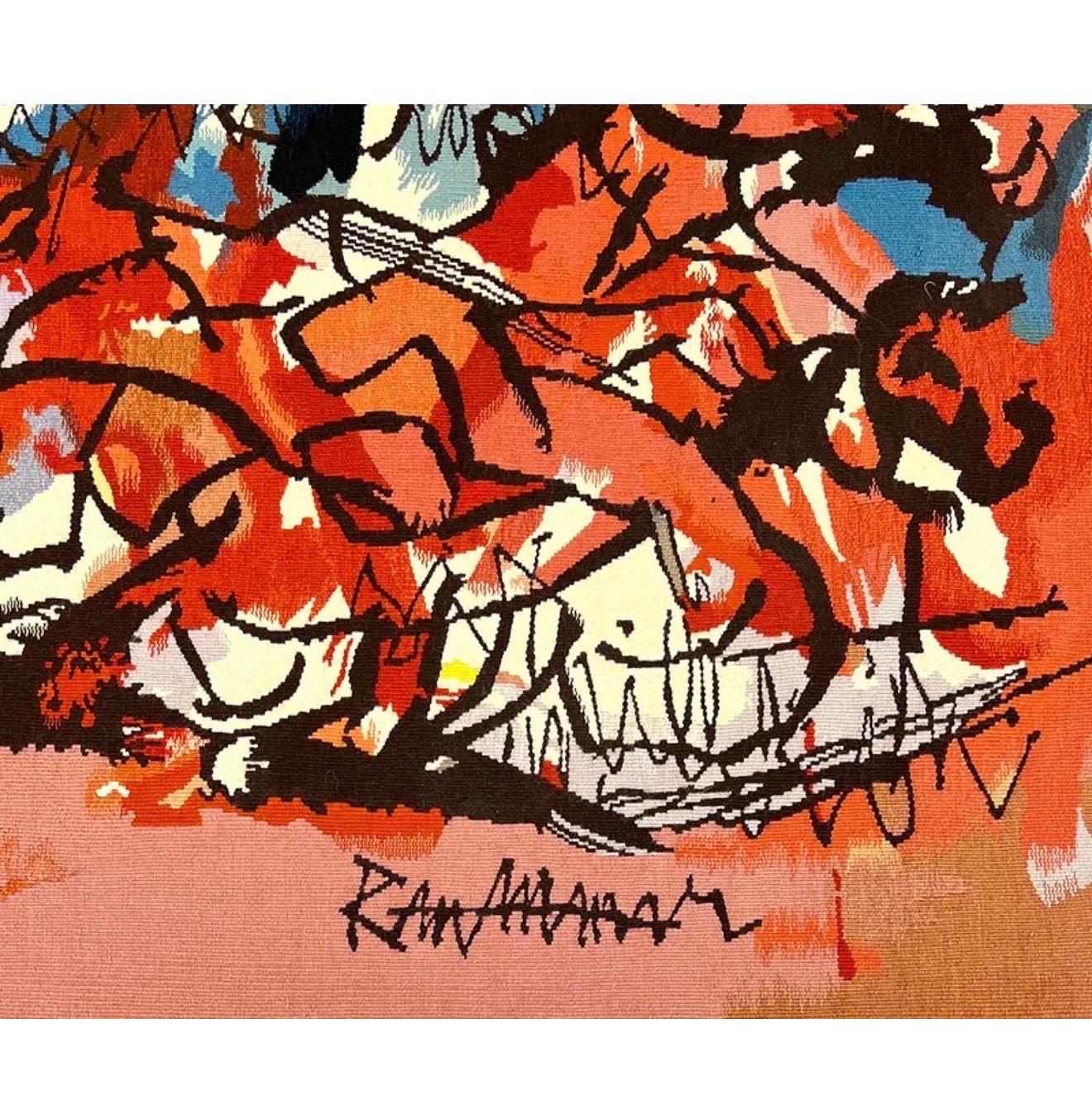 Abraham Rattner Grande tapisserie expressionniste en laine d'Aubusson israélienne tissée à la main en vente 12