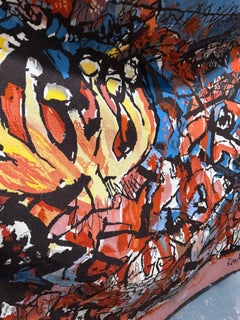 Abraham Rattner Large Expressionist Hand Woven Israeli Aubusson Wool Tapestry