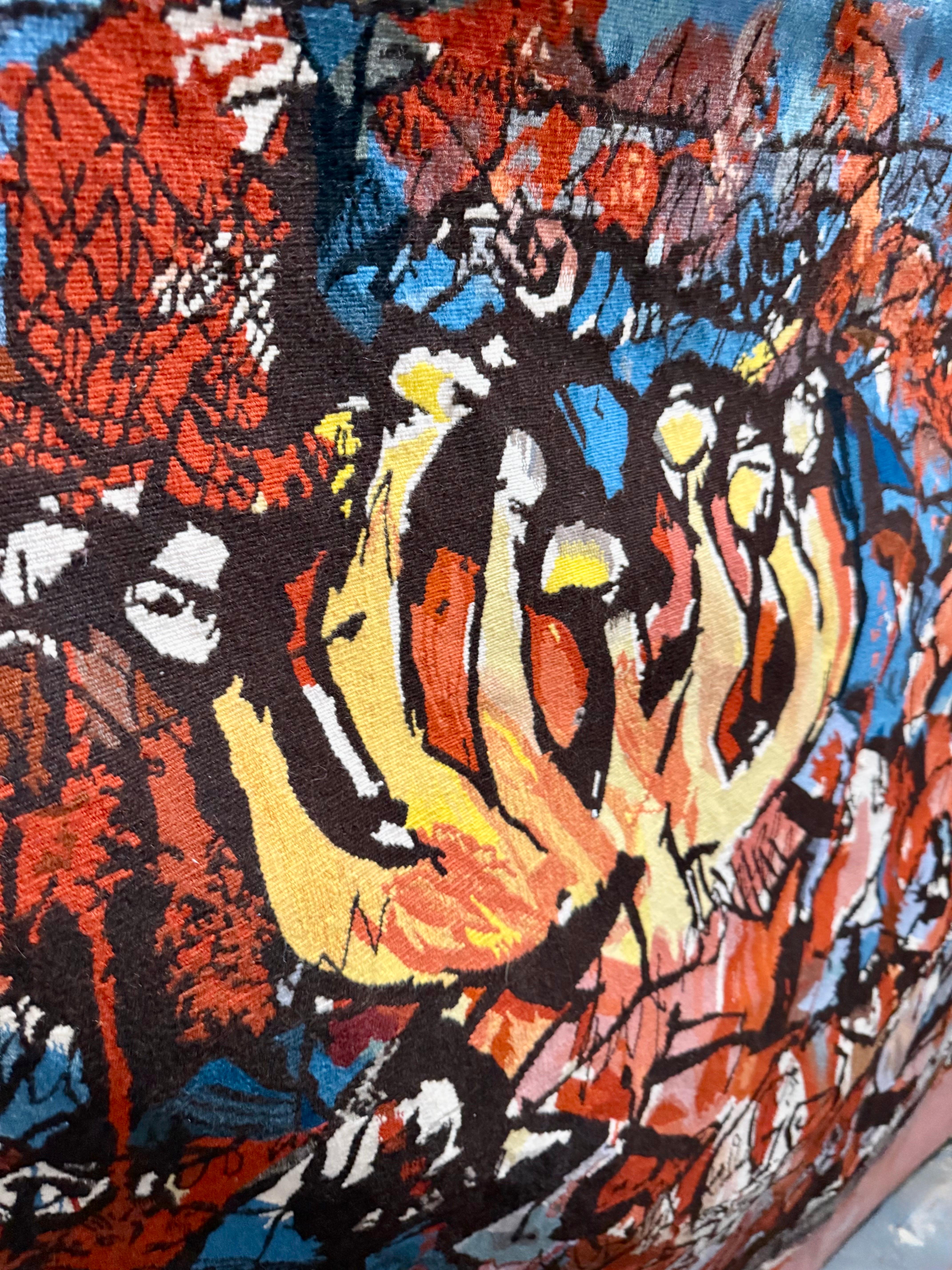 Abraham Rattner Grande tapisserie expressionniste en laine d'Aubusson israélienne tissée à la main en vente 8