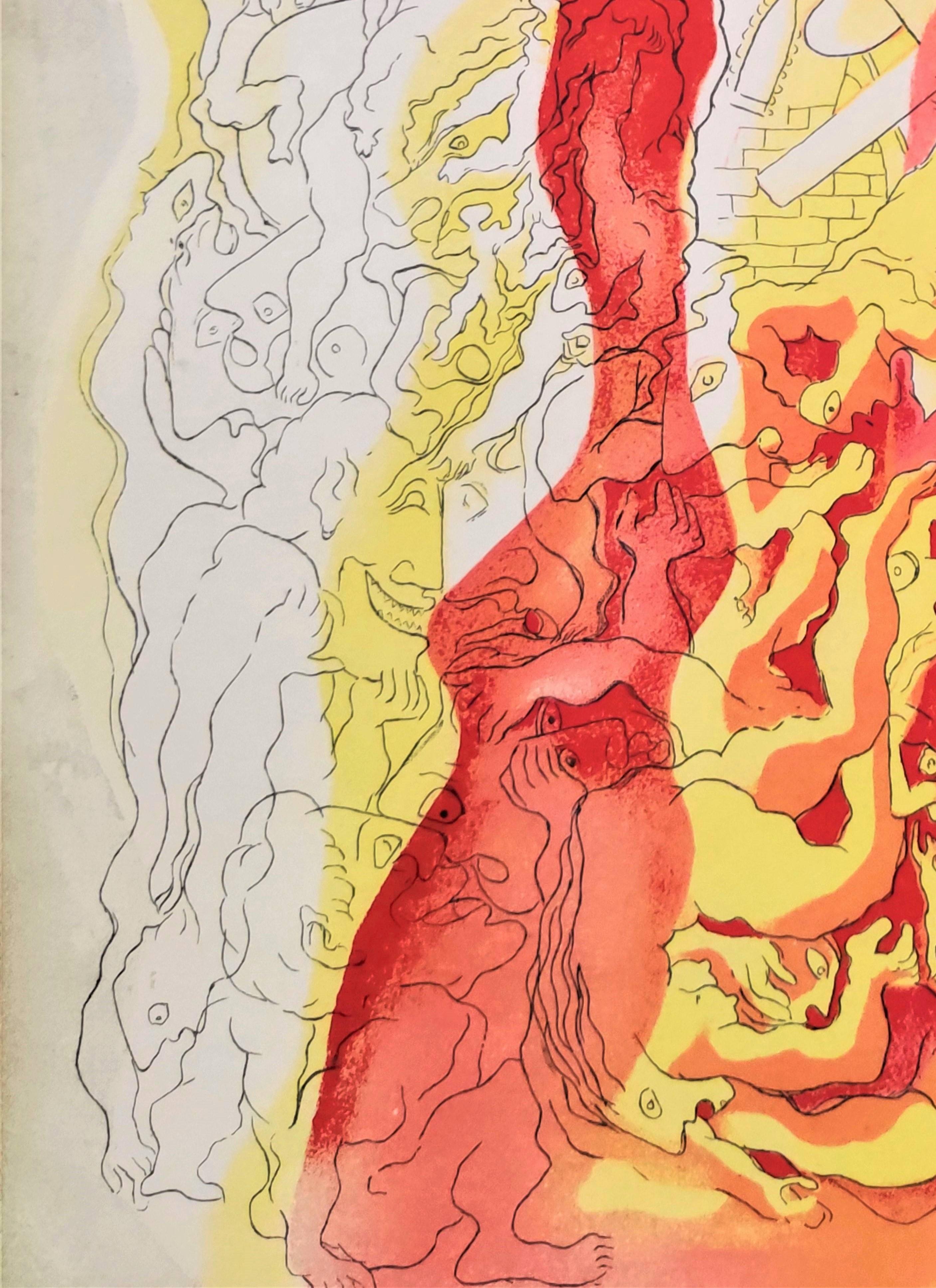 Fire - Beige Print by Abraham Rattner