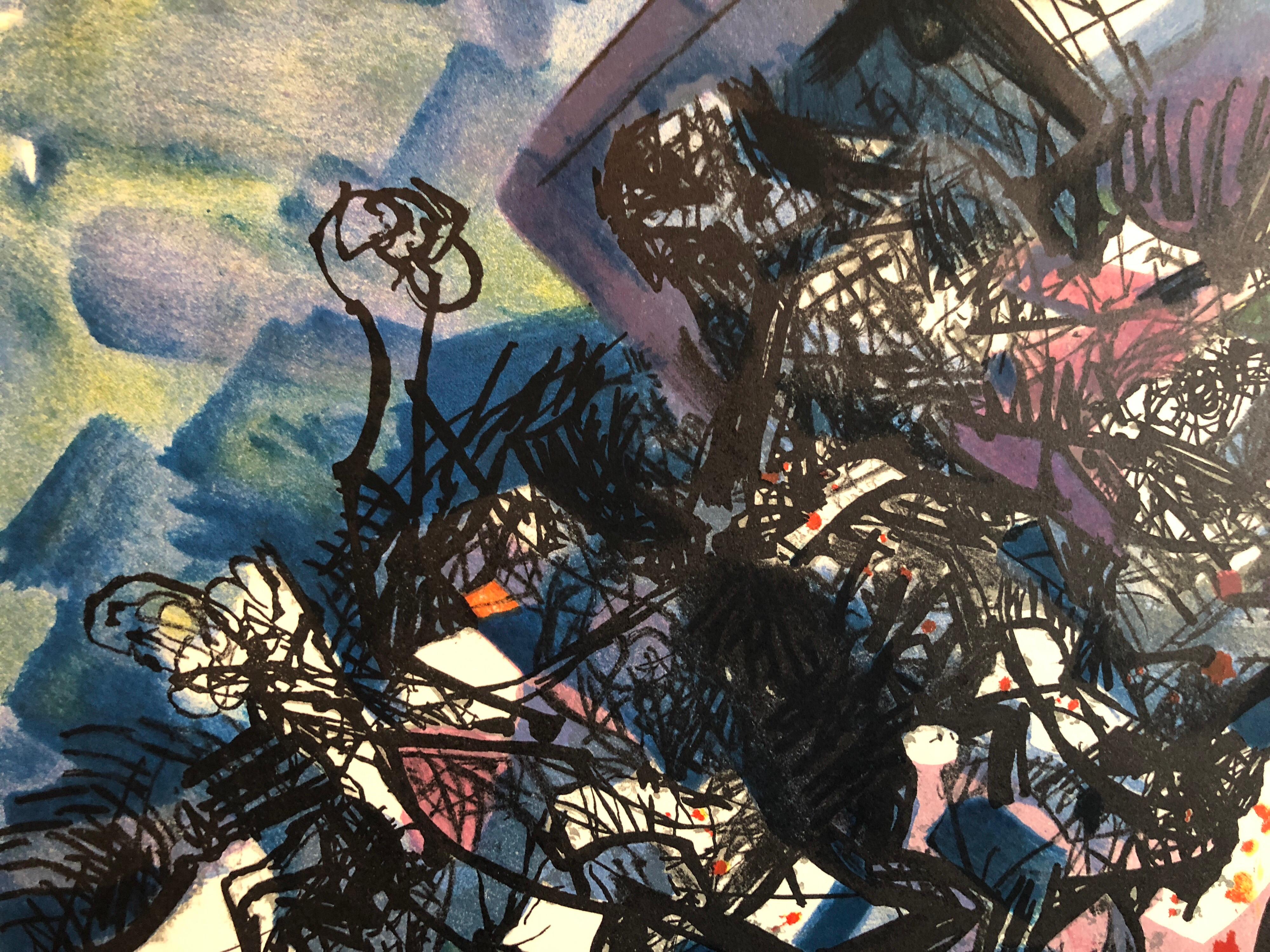 Große große amerikanische abstrakt-expressionistische kühne und farbenfrohe Lithographie:: Proofdruck (Schwarz), Abstract Print, von Abraham Rattner