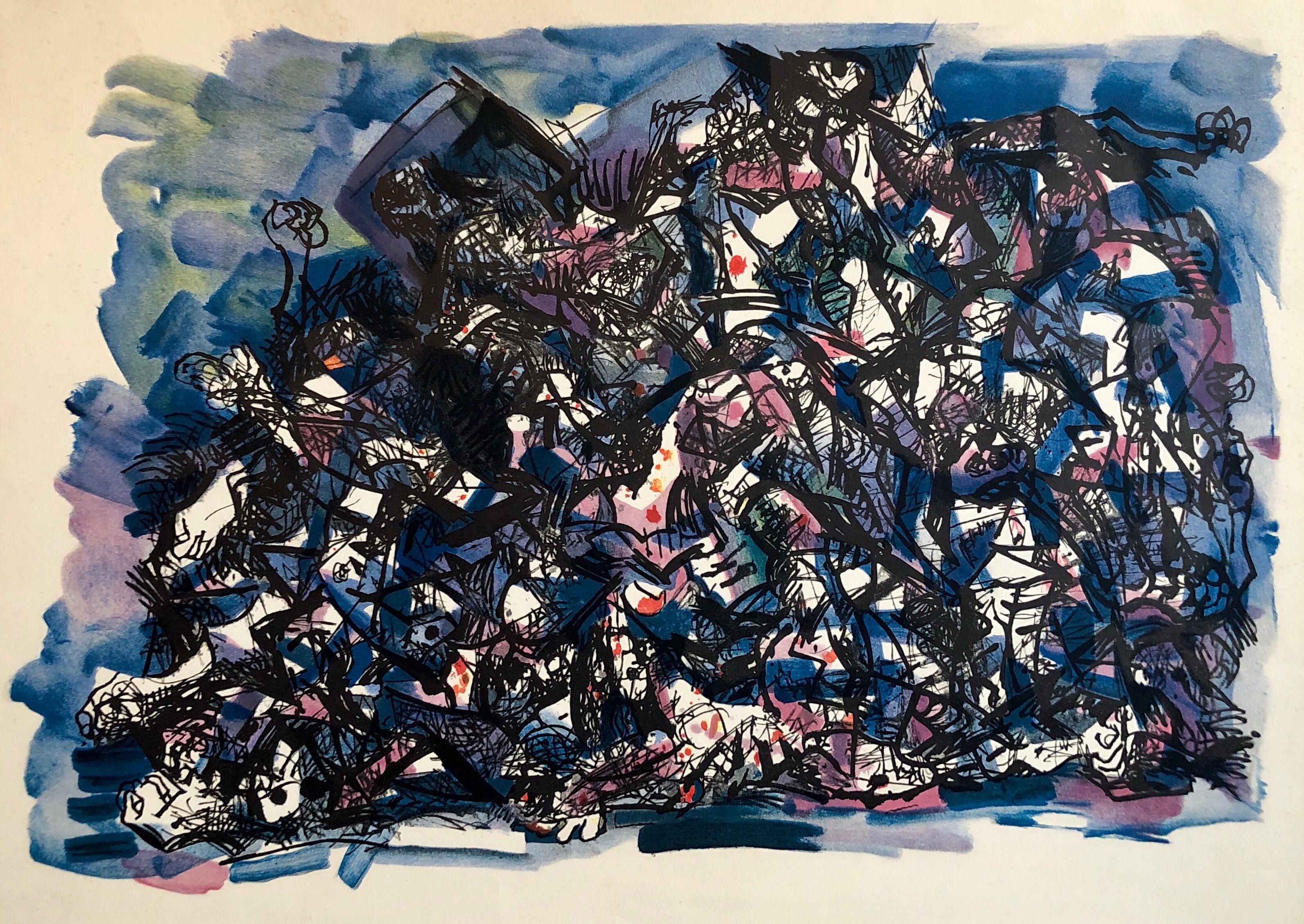 Abraham Rattner Abstract Print – Große große amerikanische abstrakt-expressionistische kühne und farbenfrohe Lithographie:: Proofdruck