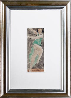"Isadora Duncan Dancing #3, " Watercolor and Ink signed by Abraham Walkowitz