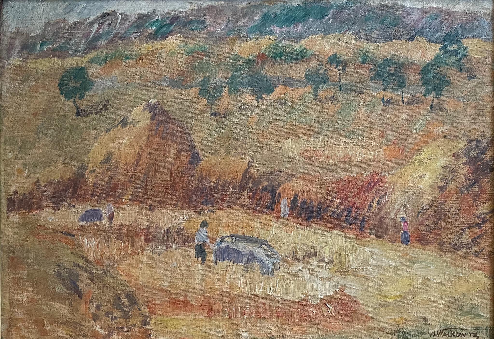 Abraham Walkowitz Landscape Painting - Haystacks
