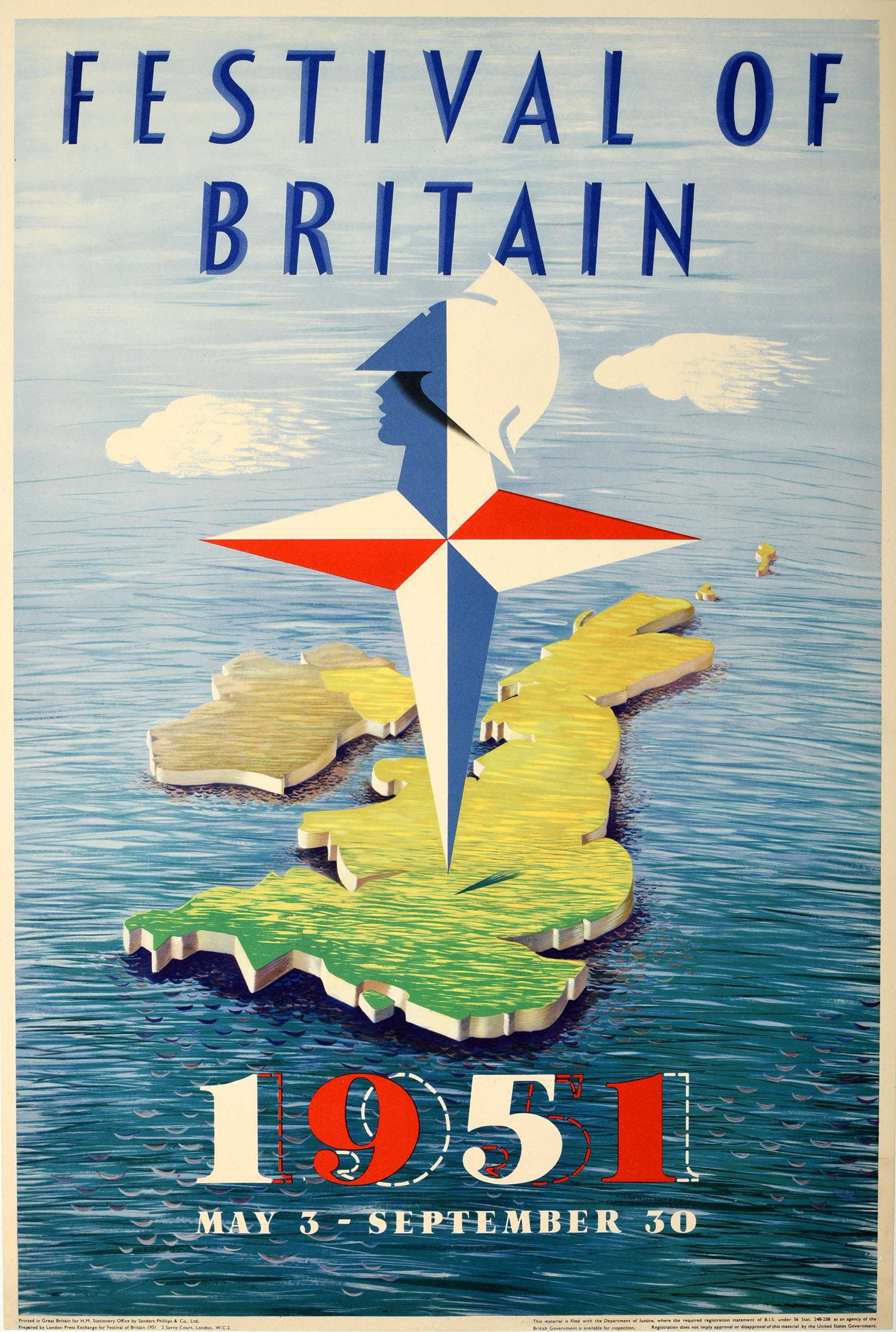 Abram Games Print - Original Vintage Mid Century Design Poster By A. Games Festival Of Britain 1951