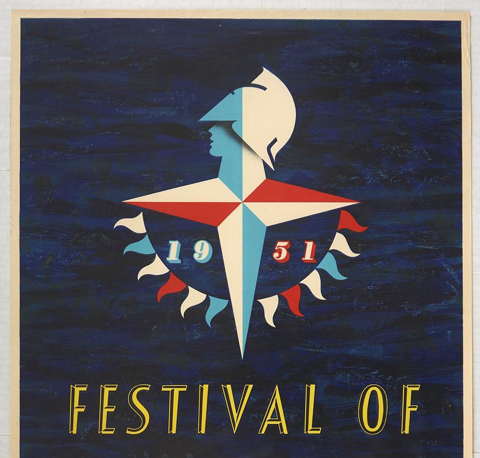 Original Vintage Poster Festival Of Britain DFDS Summer Travel Midcentury Design - Print by Abram Games