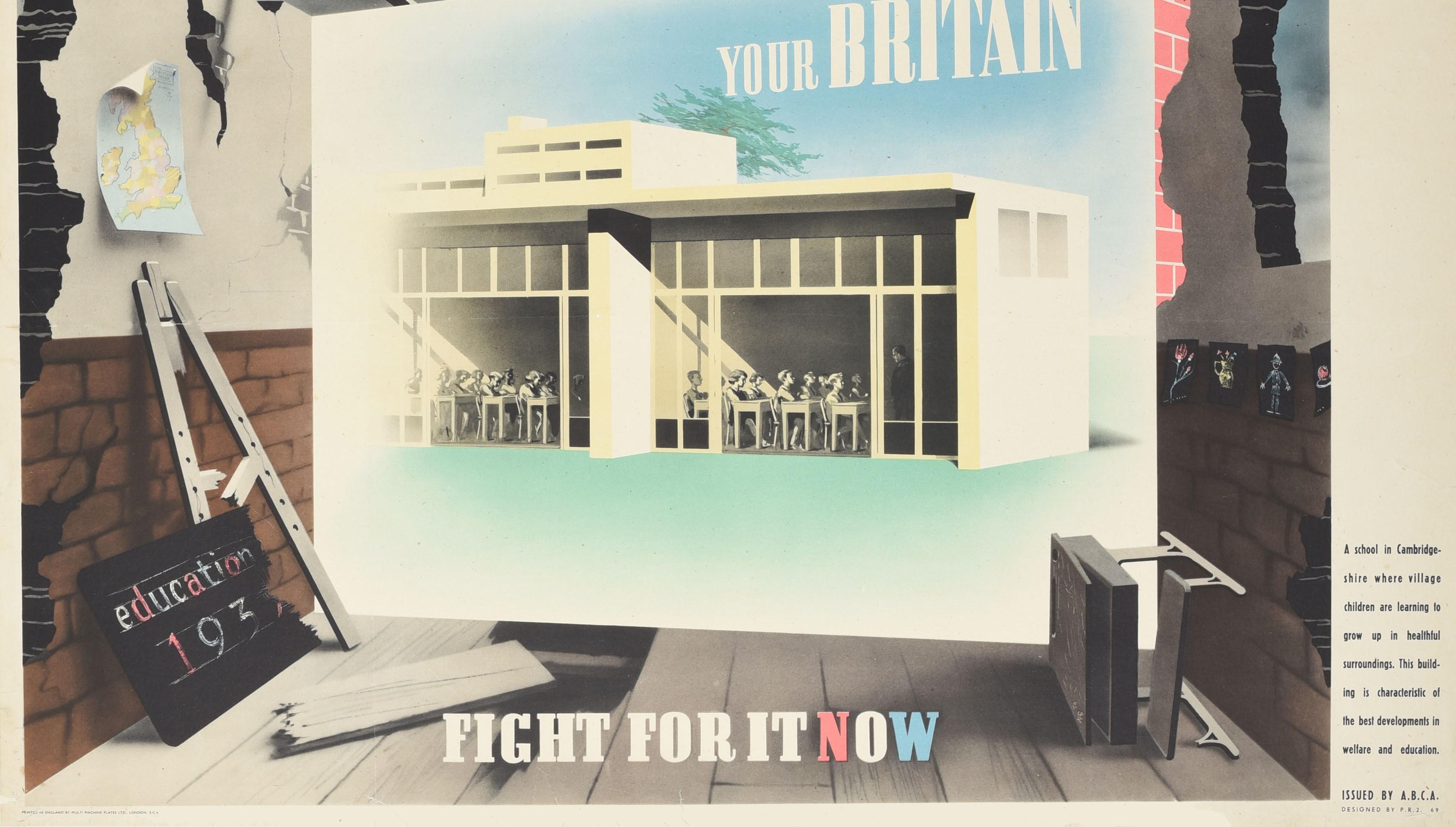 Original Vintage War Poster Your Britain Fight For It Now Modernist School WWII For Sale 1