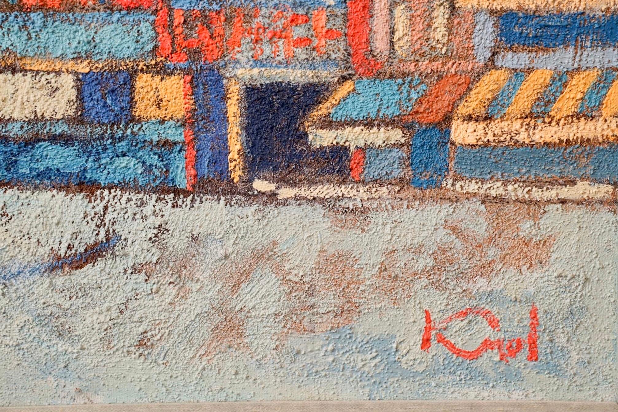 Grande quadro a olio polacco francese con scena parigina della metà del secolo scorso, dipinto a olio Moulin Rouge - Painting Moderno di Abram Krol