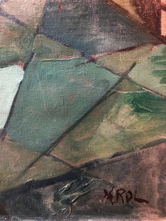 Polish French Mid Century Modern Abstract Venice Gondola Canal Scene