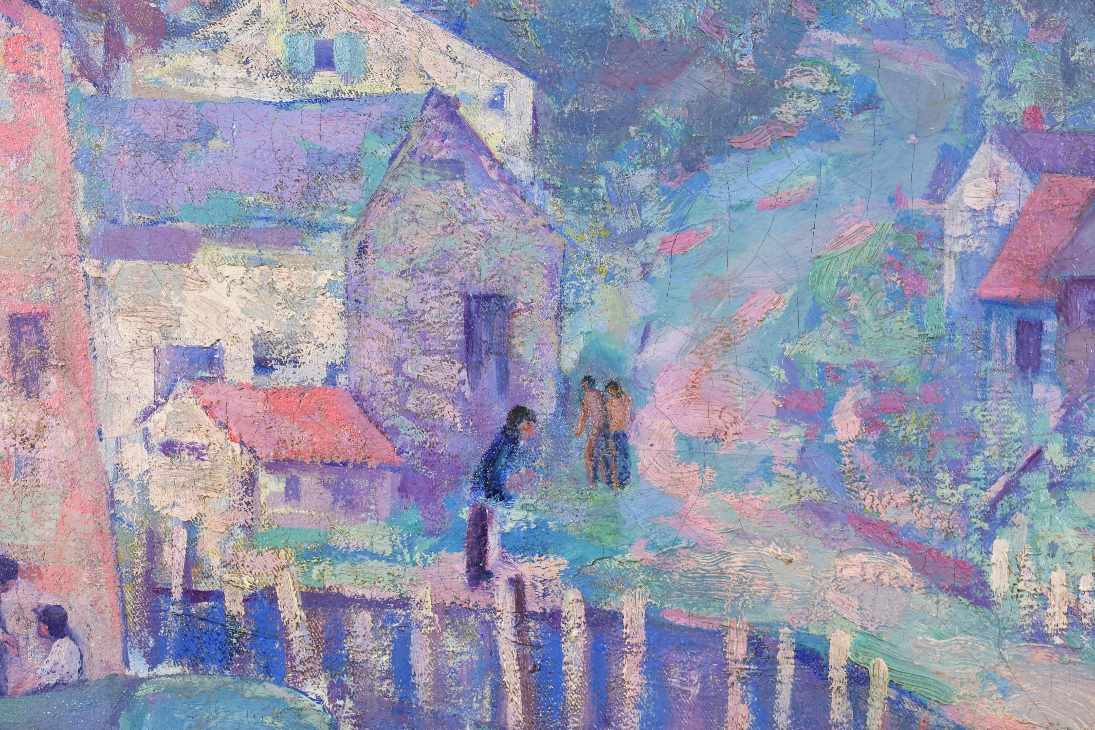 Puerto de Gloucester - Paisaje impresionista americano Óleo de Abram Molarsky en venta 9