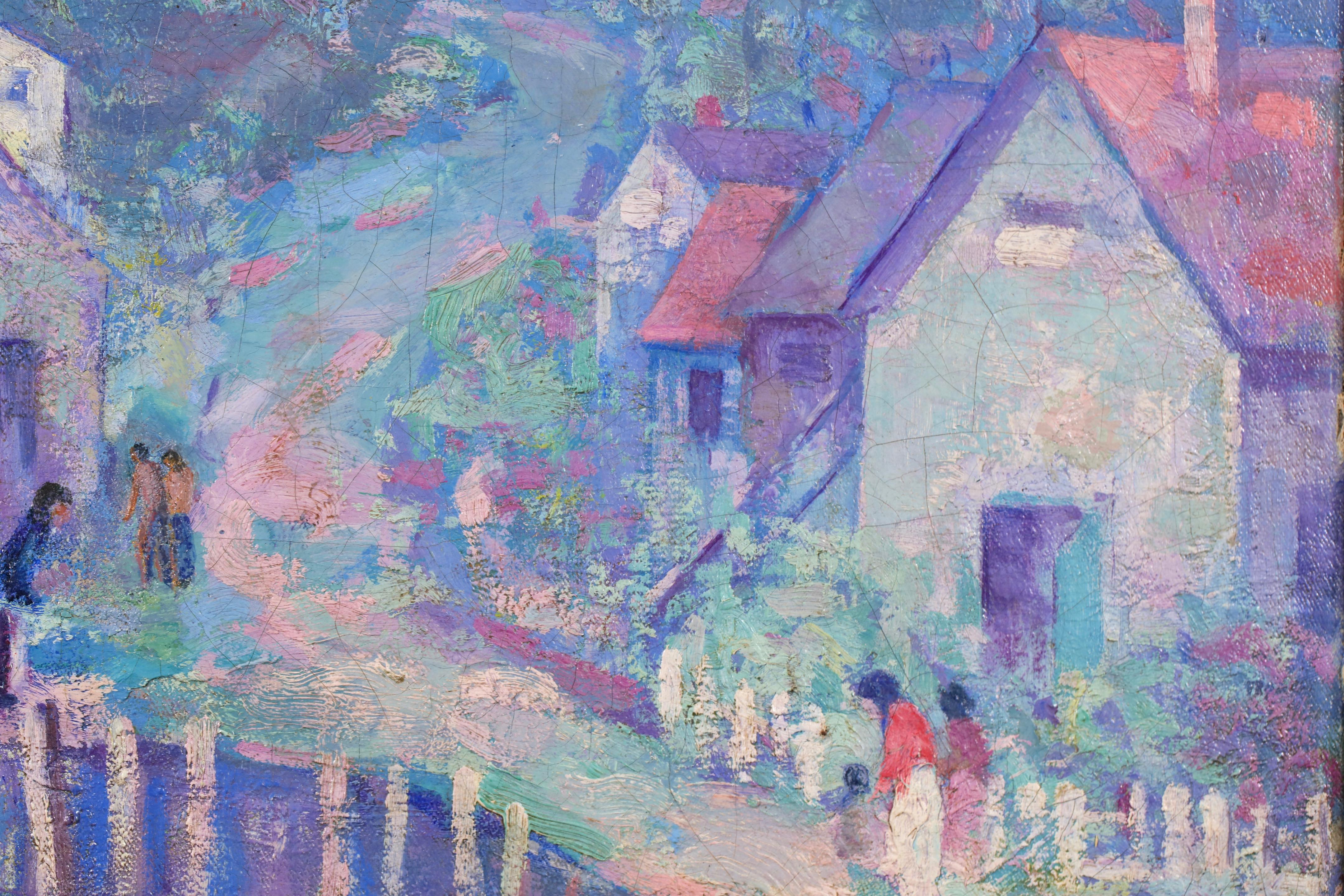 Puerto de Gloucester - Paisaje impresionista americano Óleo de Abram Molarsky en venta 10