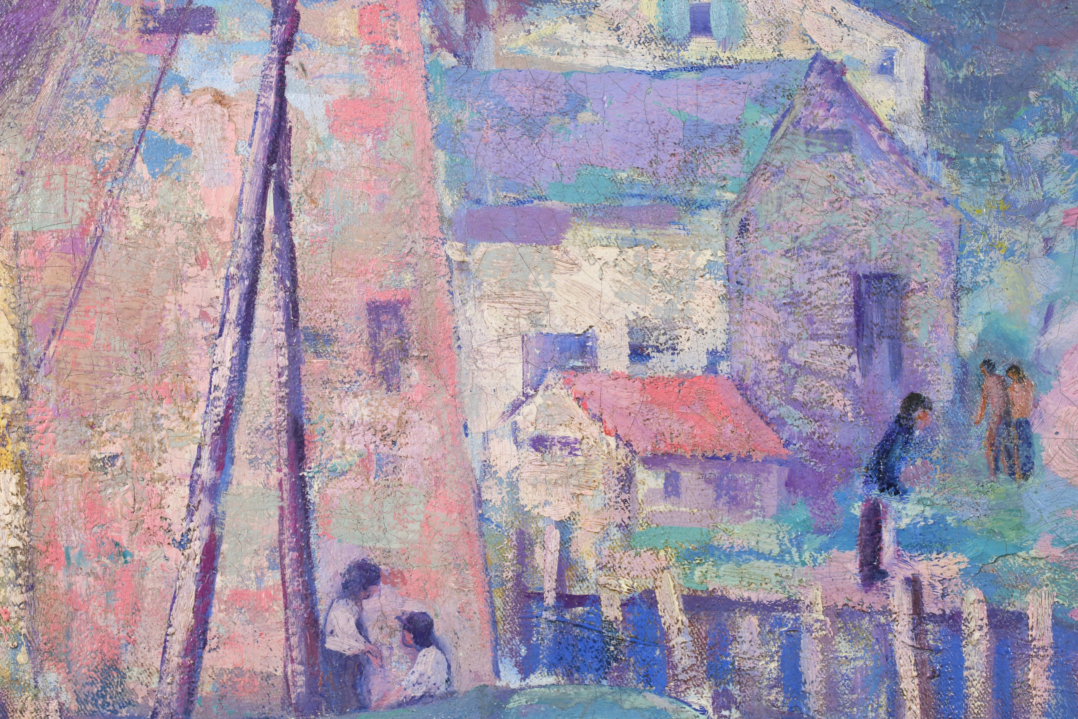 Puerto de Gloucester - Paisaje impresionista americano Óleo de Abram Molarsky en venta 11