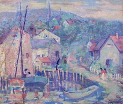 Gloucester Harbour – amerikanische impressionistische Landschaft des Impressionismus, Öl von Abram Molarsky