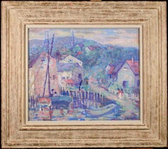 Puerto de Gloucester - Paisaje impresionista americano Óleo de Abram Molarsky