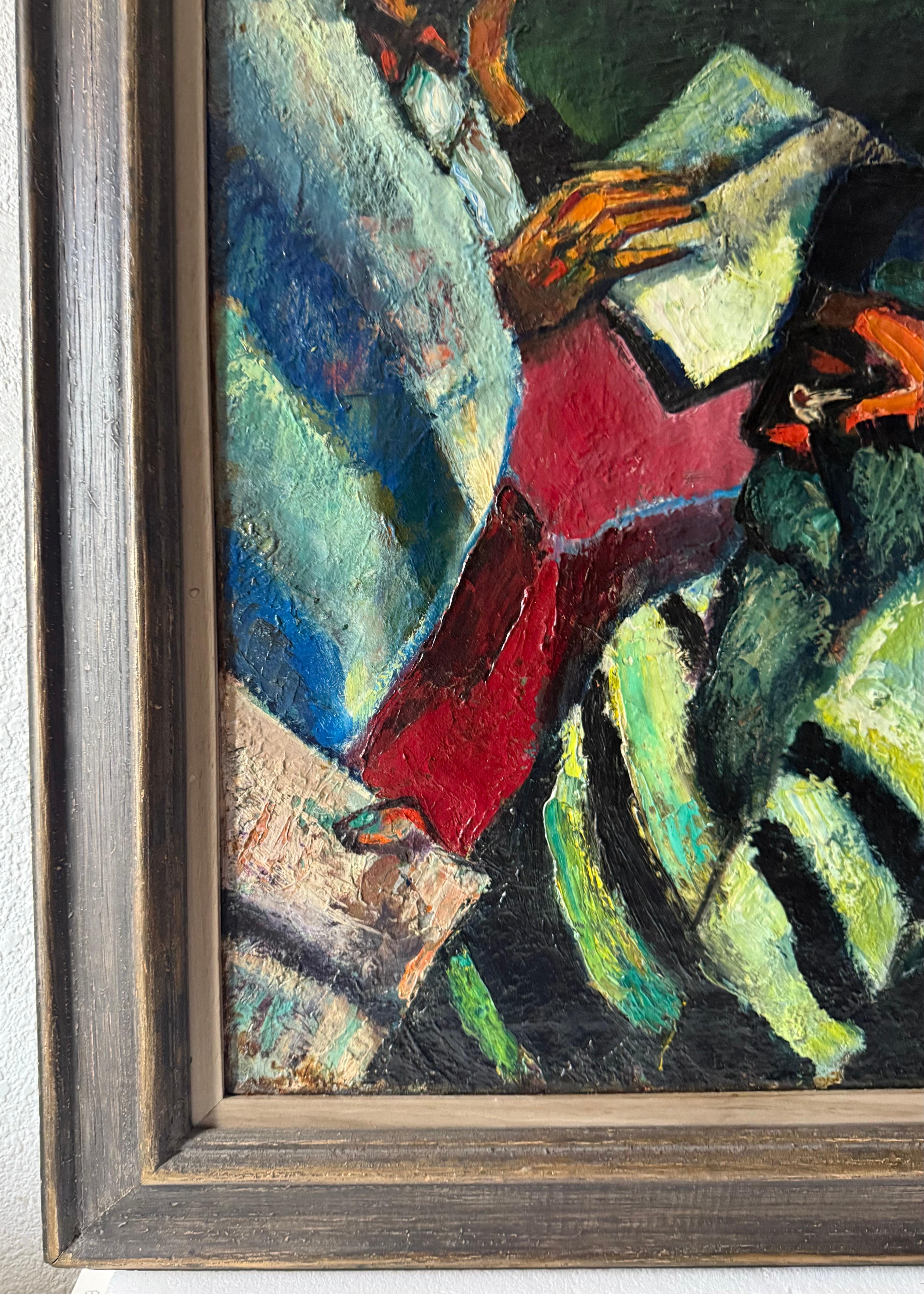 Seltene große Judaica Ölgemälde jüdische 2 Rabbiner Gemälde Abram Tromka WPA Künstler im Angebot 10