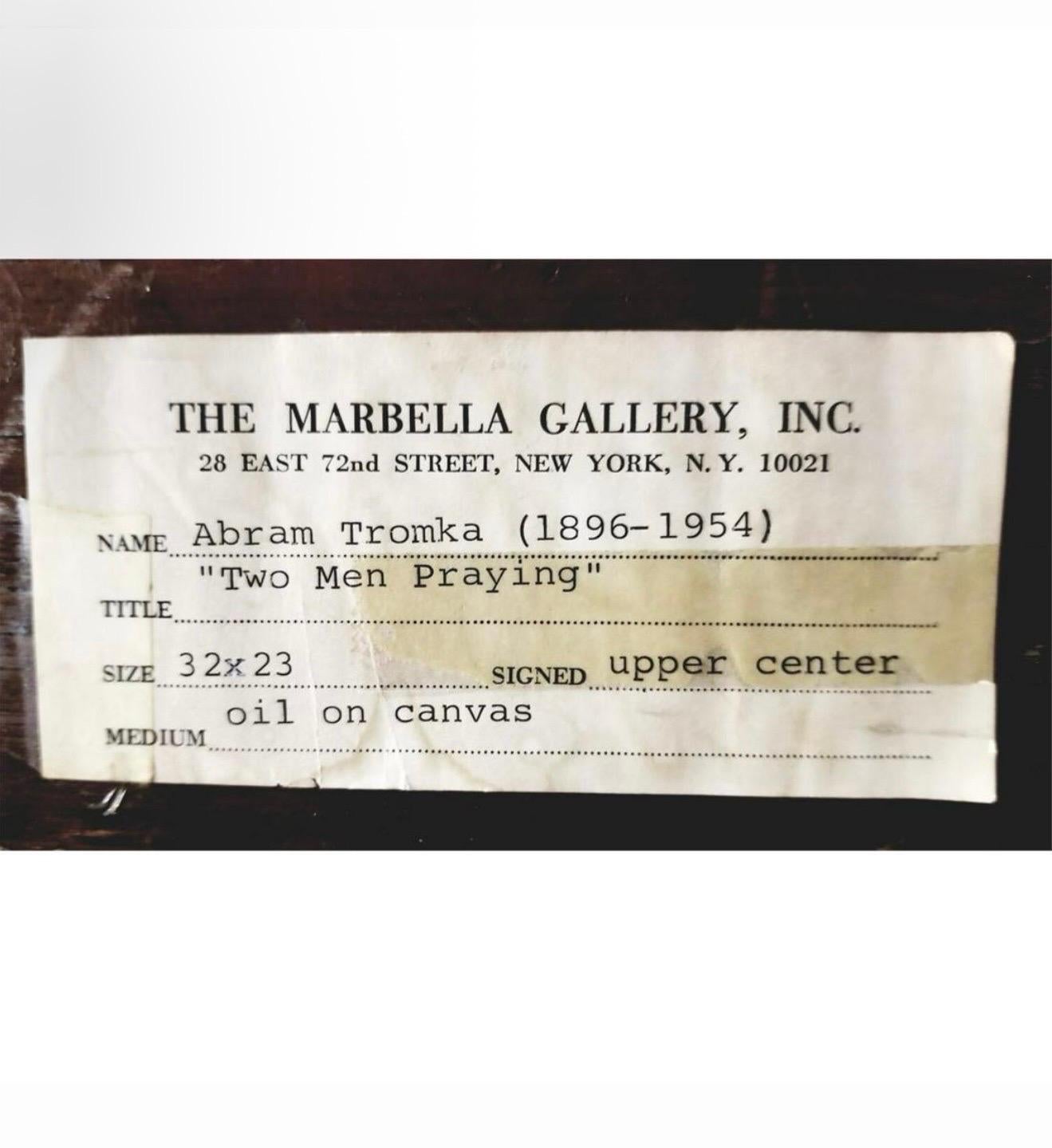 Seltene große Judaica Ölgemälde jüdische 2 Rabbiner Gemälde Abram Tromka WPA Künstler im Angebot 13