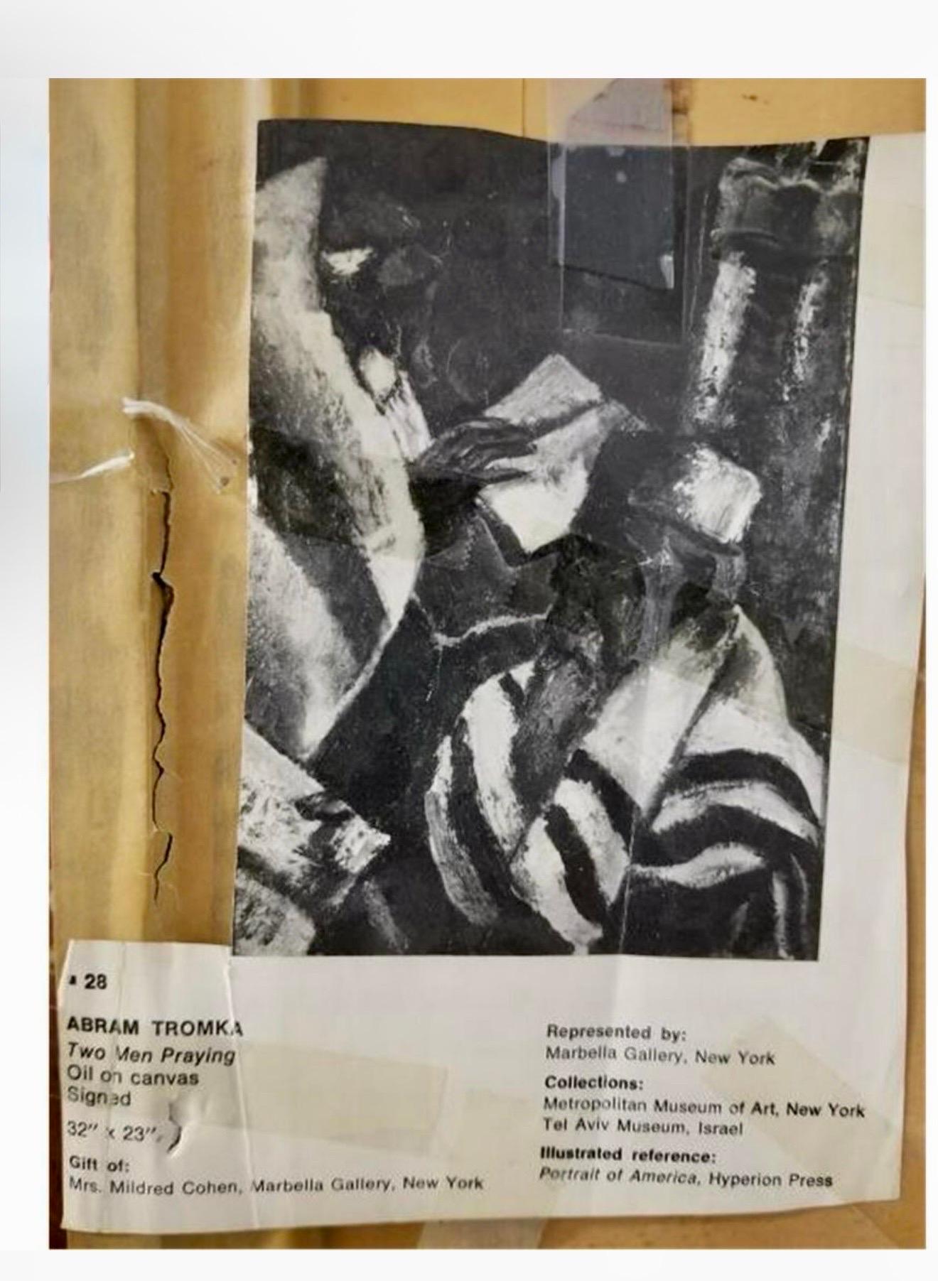 Seltene große Judaica Ölgemälde jüdische 2 Rabbiner Gemälde Abram Tromka WPA Künstler im Angebot 14
