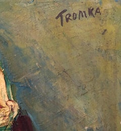 Rare Polish American 1930s Oil Painting Painting WPA Russian Babushka Jewish Art