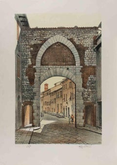 Porta San Pietro, Ancona - Litografía de Abramo Scortecci - Años 90