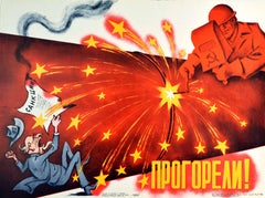 Original Vintage Poster Failed USA Sanctions Soviet Gas Pipeline Cold War USSR